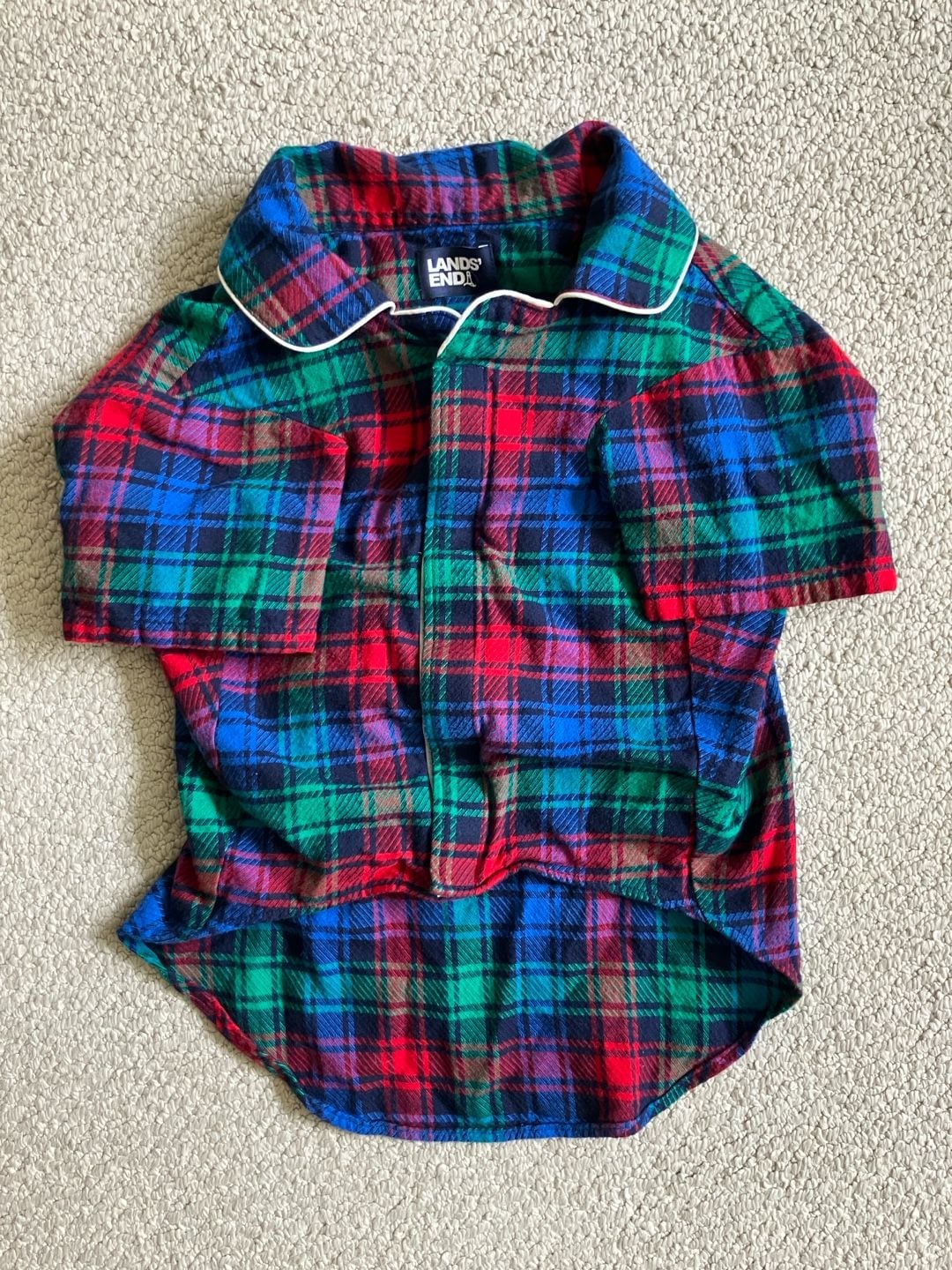 Lands' End Plaid Flannel Dog Shirt 1