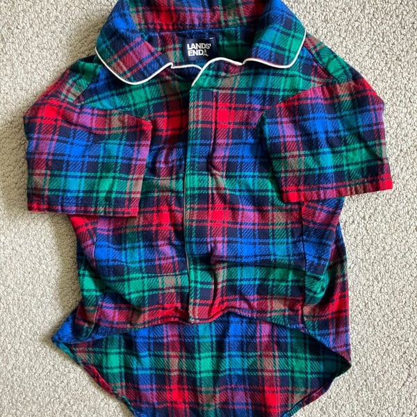 Lands' End Plaid Flannel Dog Shirt
