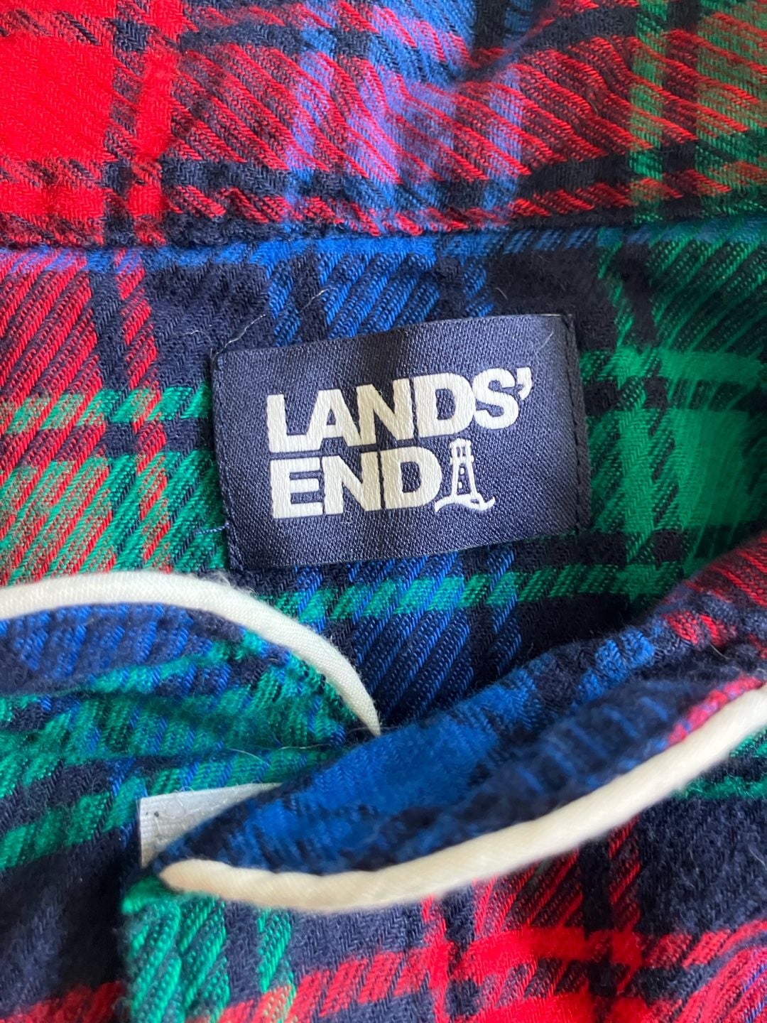 Lands' End Plaid Flannel Dog Shirt 2