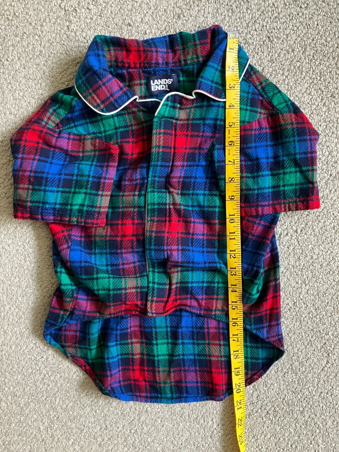 Lands' End Plaid Flannel Dog Shirt 4
