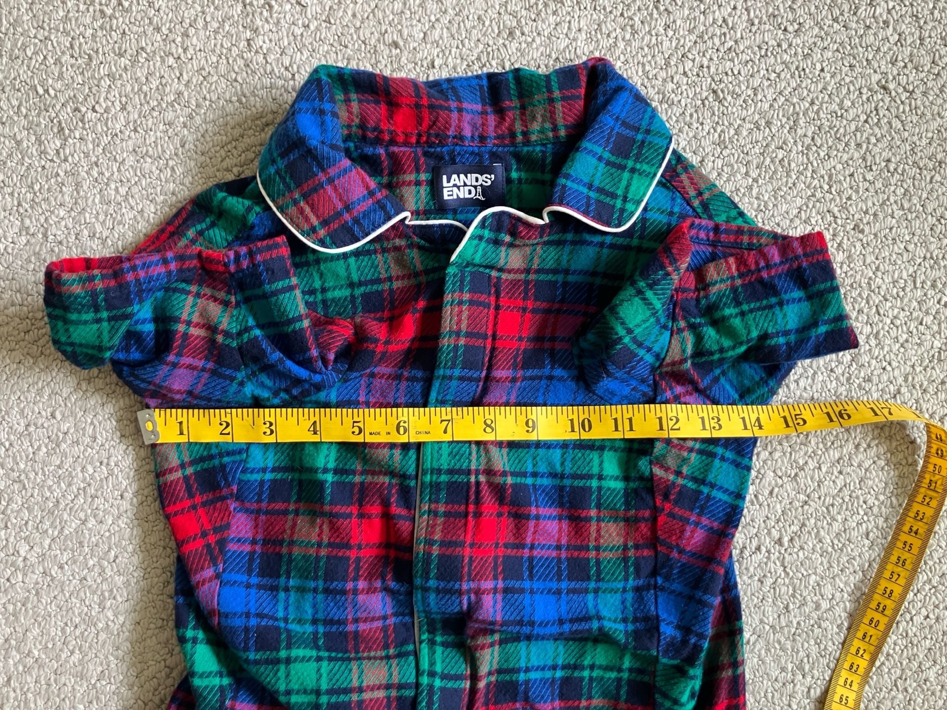 Lands' End Plaid Flannel Dog Shirt 5
