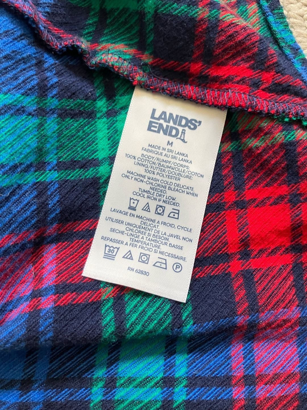Lands' End Plaid Flannel Dog Shirt 7