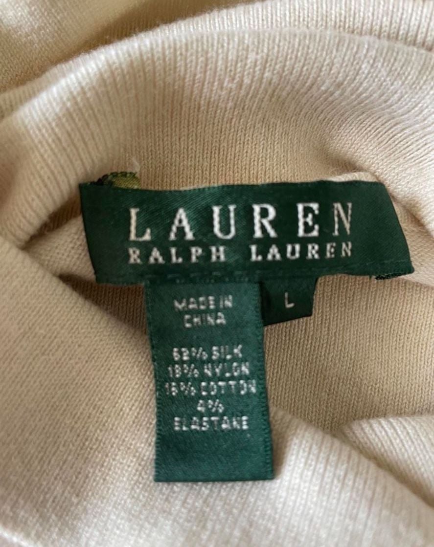 Lauren Ralph Lauren Women's Silk-Blend Cream Turtleneck Long Sleeve Sweater 5
