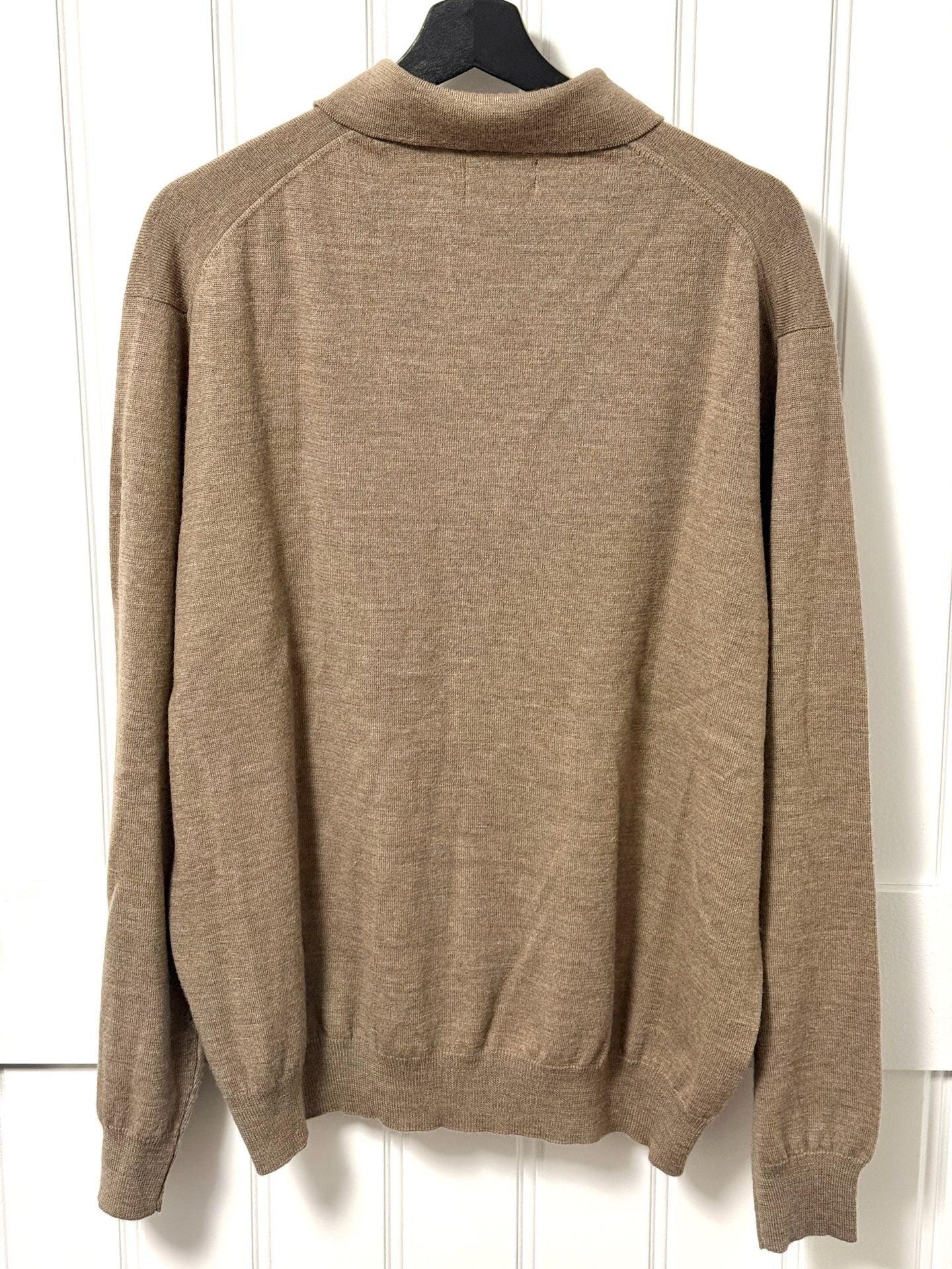 Club Room Estate Merino Wool Long Sleeve Polo Sweater Brown 3