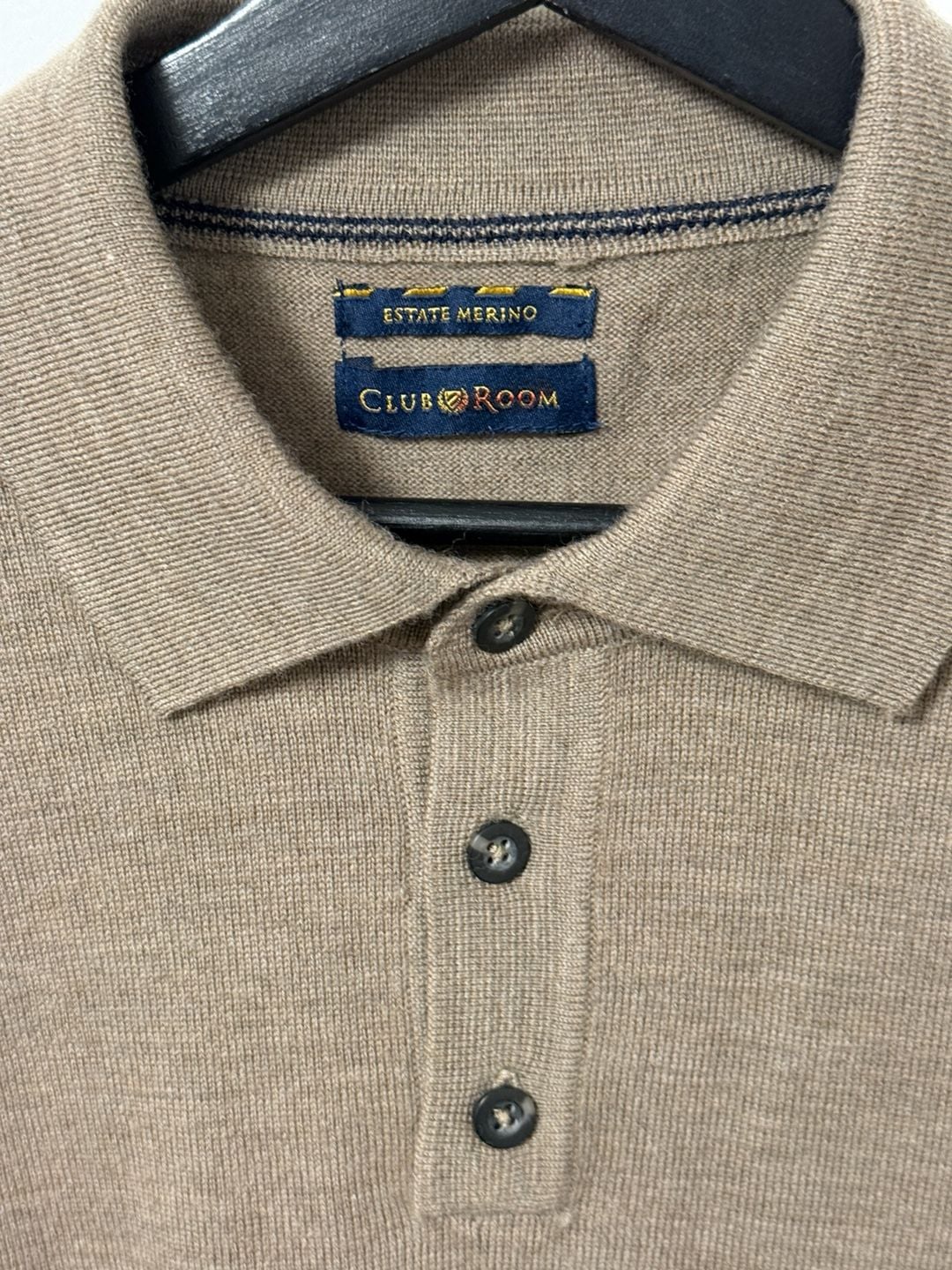 Club Room Estate Merino Wool Long Sleeve Polo Sweater Brown 4