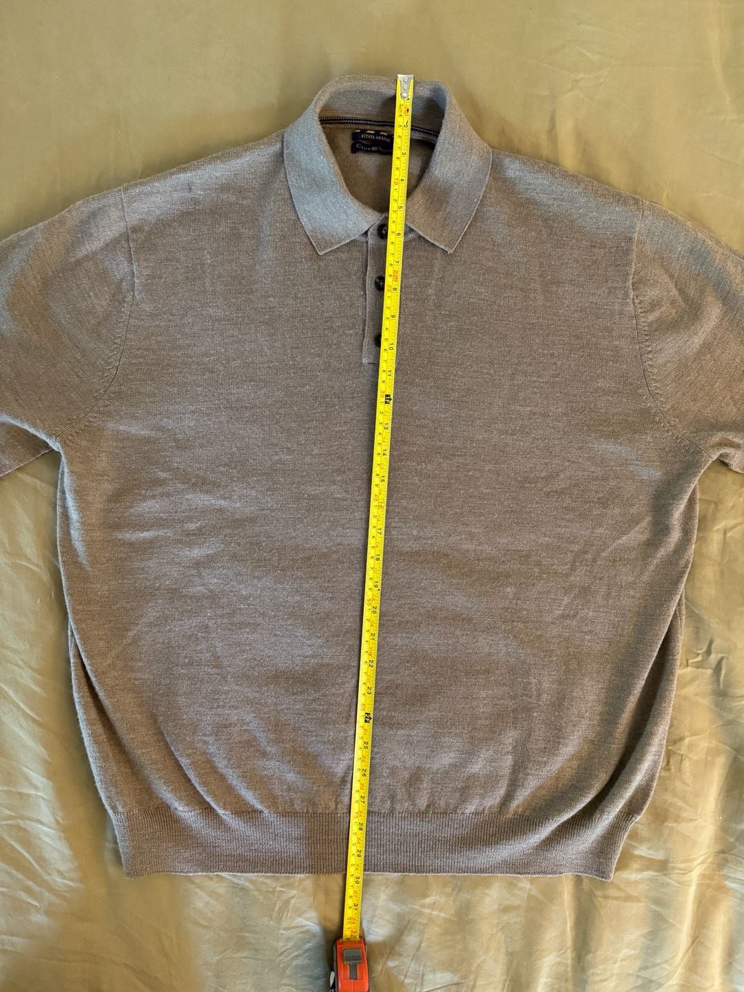 Club Room Estate Merino Wool Long Sleeve Polo Sweater Brown 6