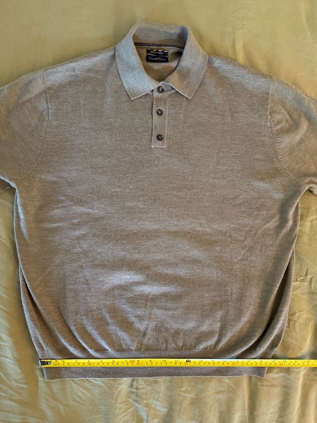 Club Room Estate Merino Wool Long Sleeve Polo Sweater Brown 7