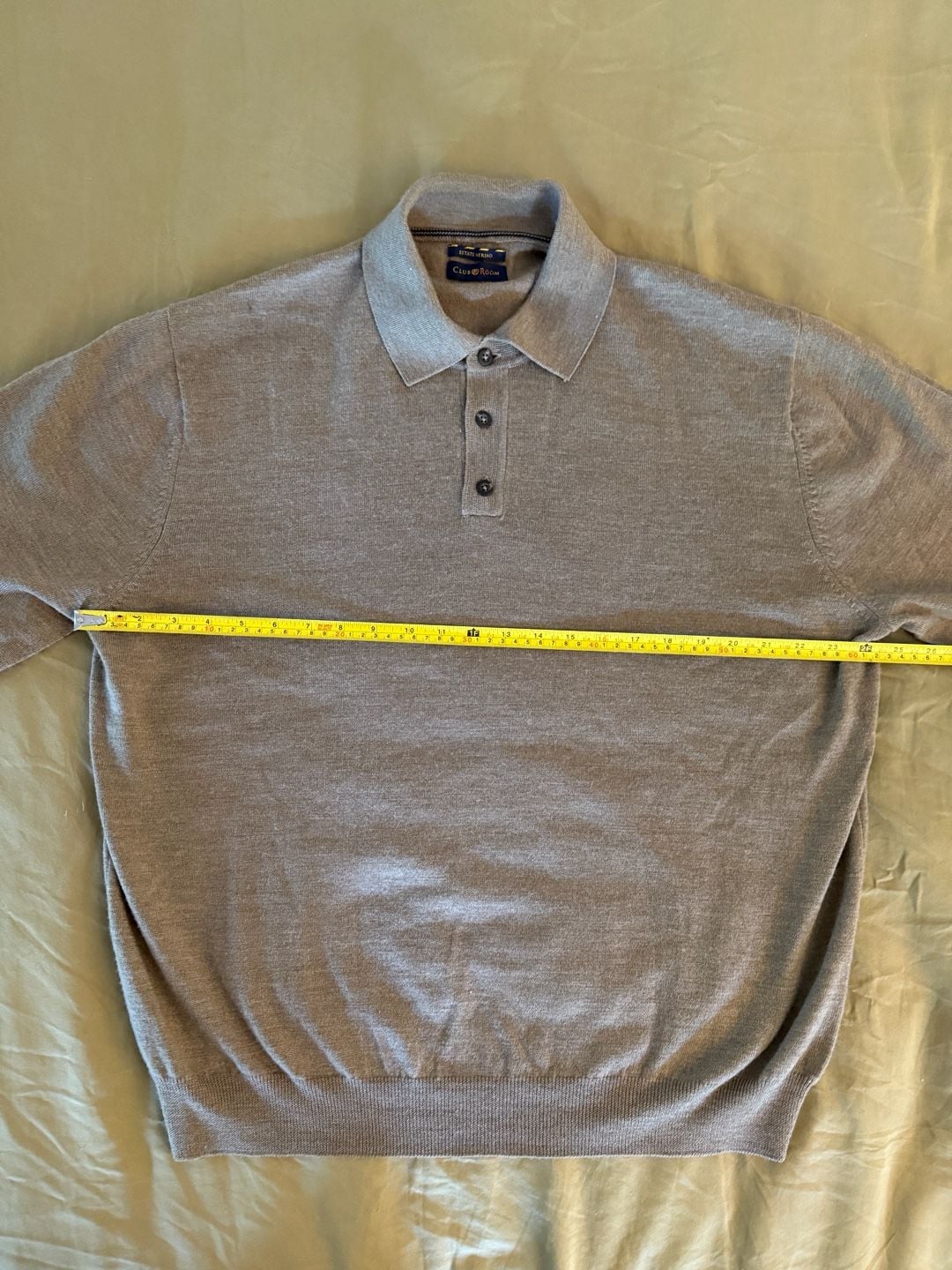 Club Room Estate Merino Wool Long Sleeve Polo Sweater Brown 8