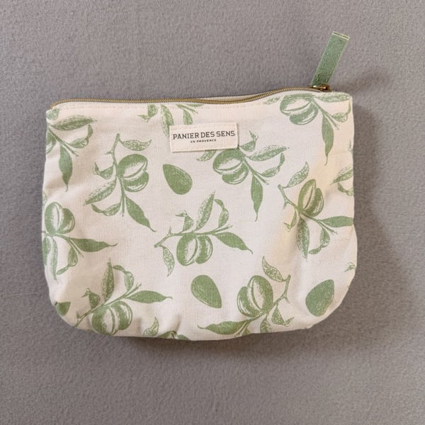 Panier Des Sens En Provence Canvas Cosmetic Travel Pouch - Almond Print