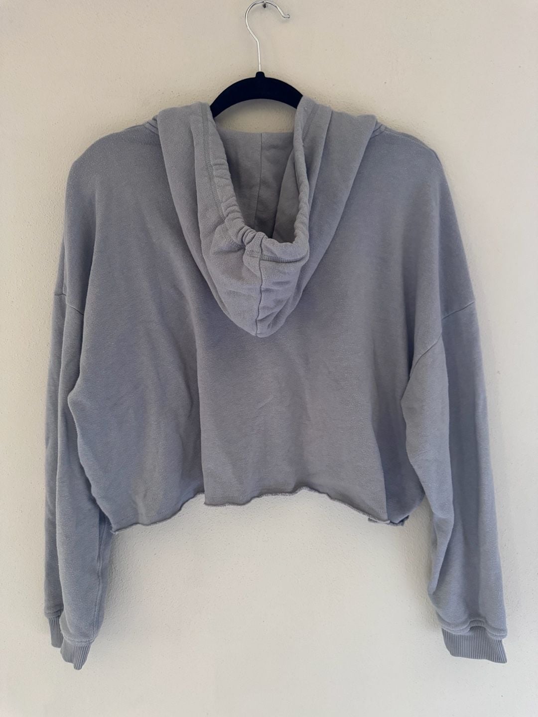 American Eagle Size S Women's Full-Zip Cropped Hoodie in Dusty Blue 4