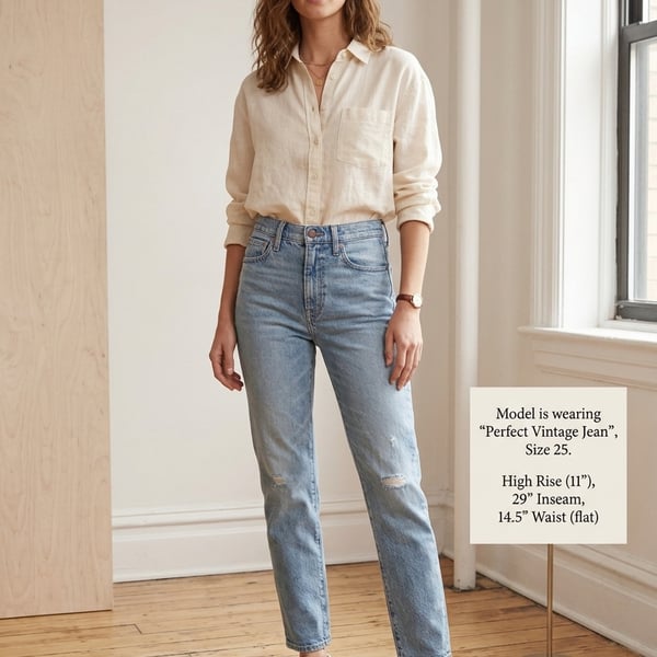 Madewell The Perfect Vintage Jean High-Rise Straight Leg Distressed Denim Sz 25