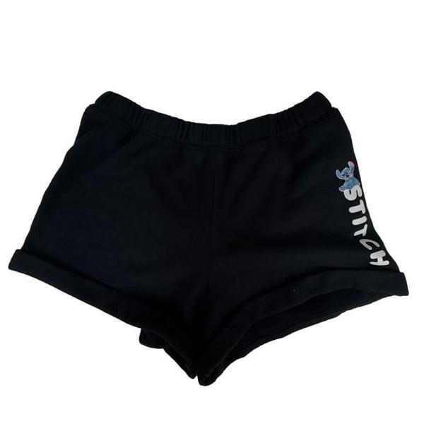 Disney Stitch Black Fleece Lounge Shorts