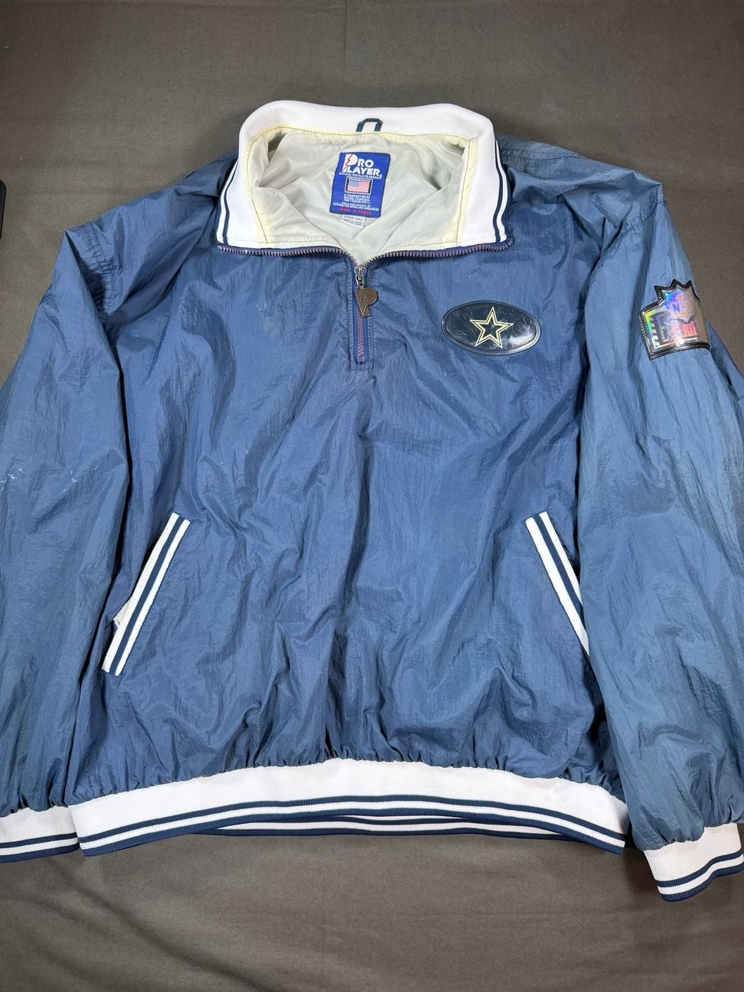 Vintage 90s Dallas Cowboys Pro Player NFL Quarter-Zip Pullover Windbreaker Jacket XXL 2