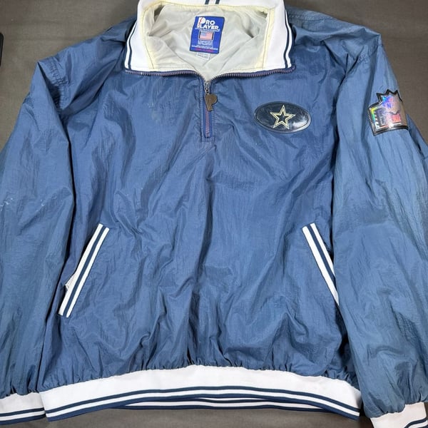 Vintage 90s Dallas Cowboys Pro Player NFL Quarter-Zip Pullover Windbreaker Jacket XXL