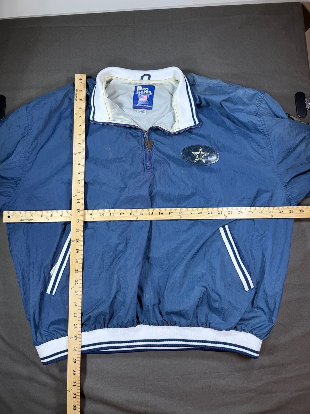 Vintage 90s Dallas Cowboys Pro Player NFL Quarter-Zip Pullover Windbreaker Jacket XXL 11