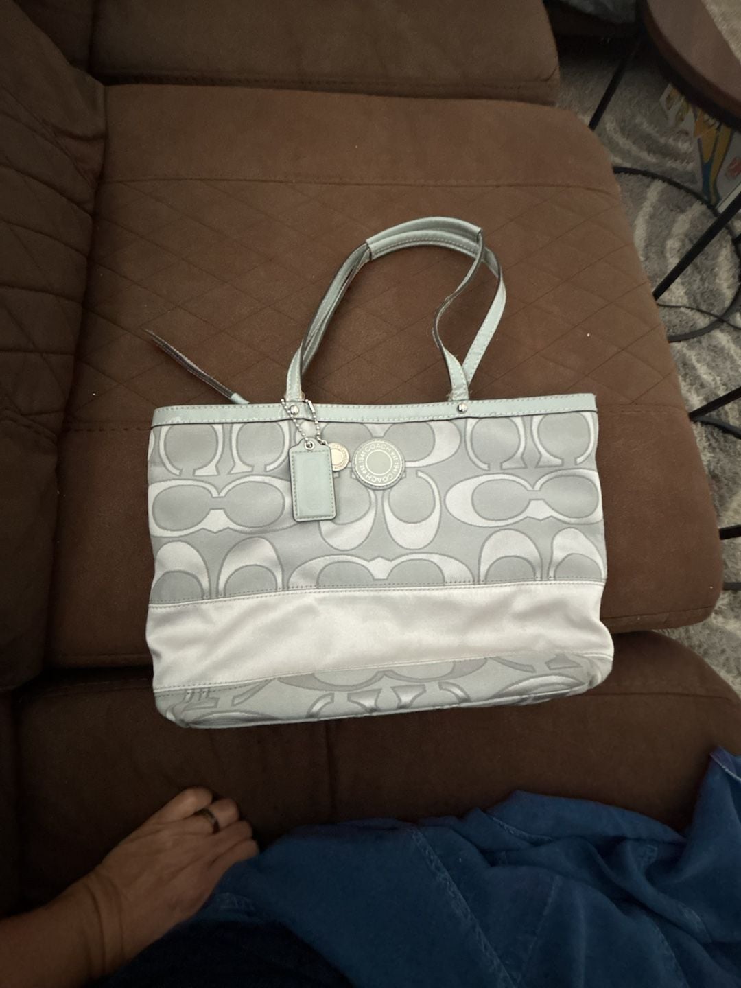 Coach Signature C Jacquard Fabric Tote Bag in Gray 3