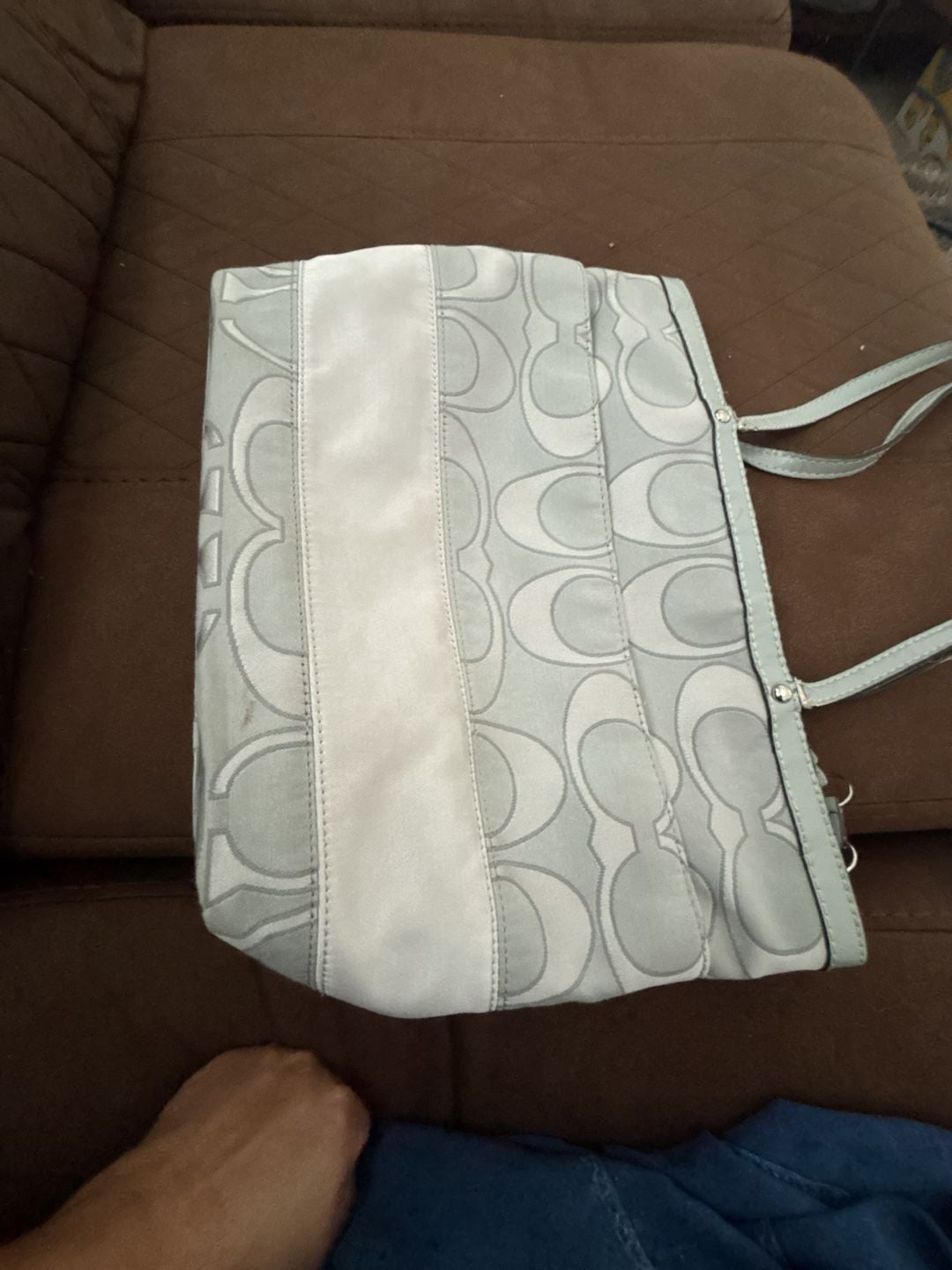 Coach Signature C Jacquard Fabric Tote Bag in Gray 4
