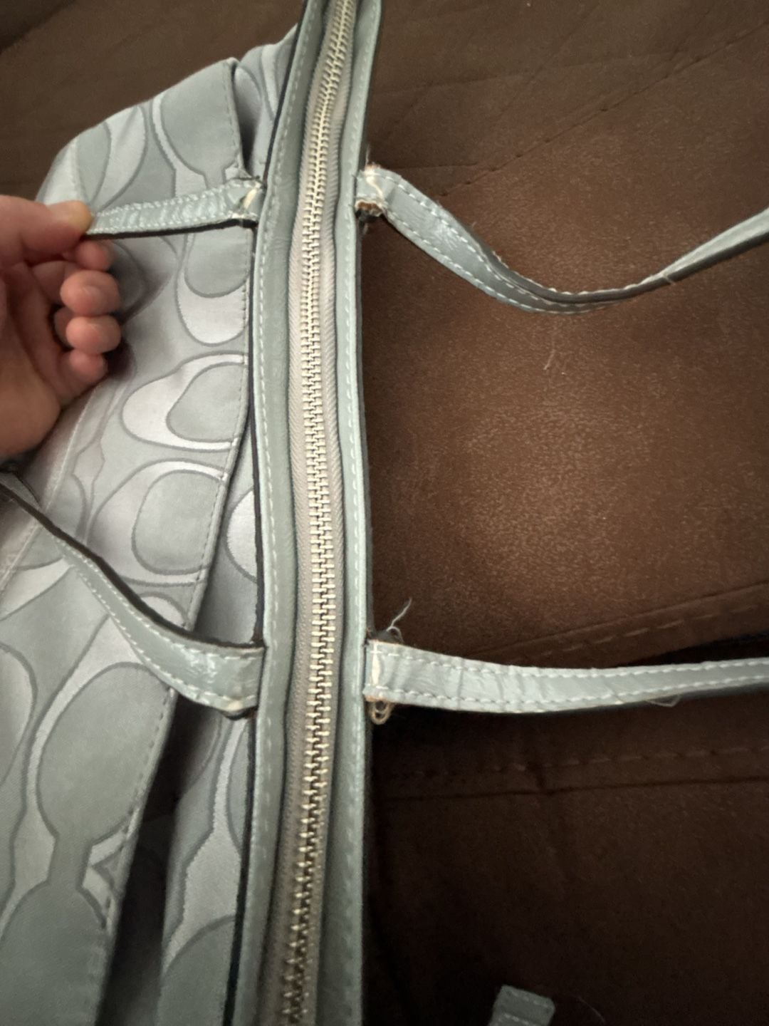 Coach Signature C Jacquard Fabric Tote Bag in Gray 7