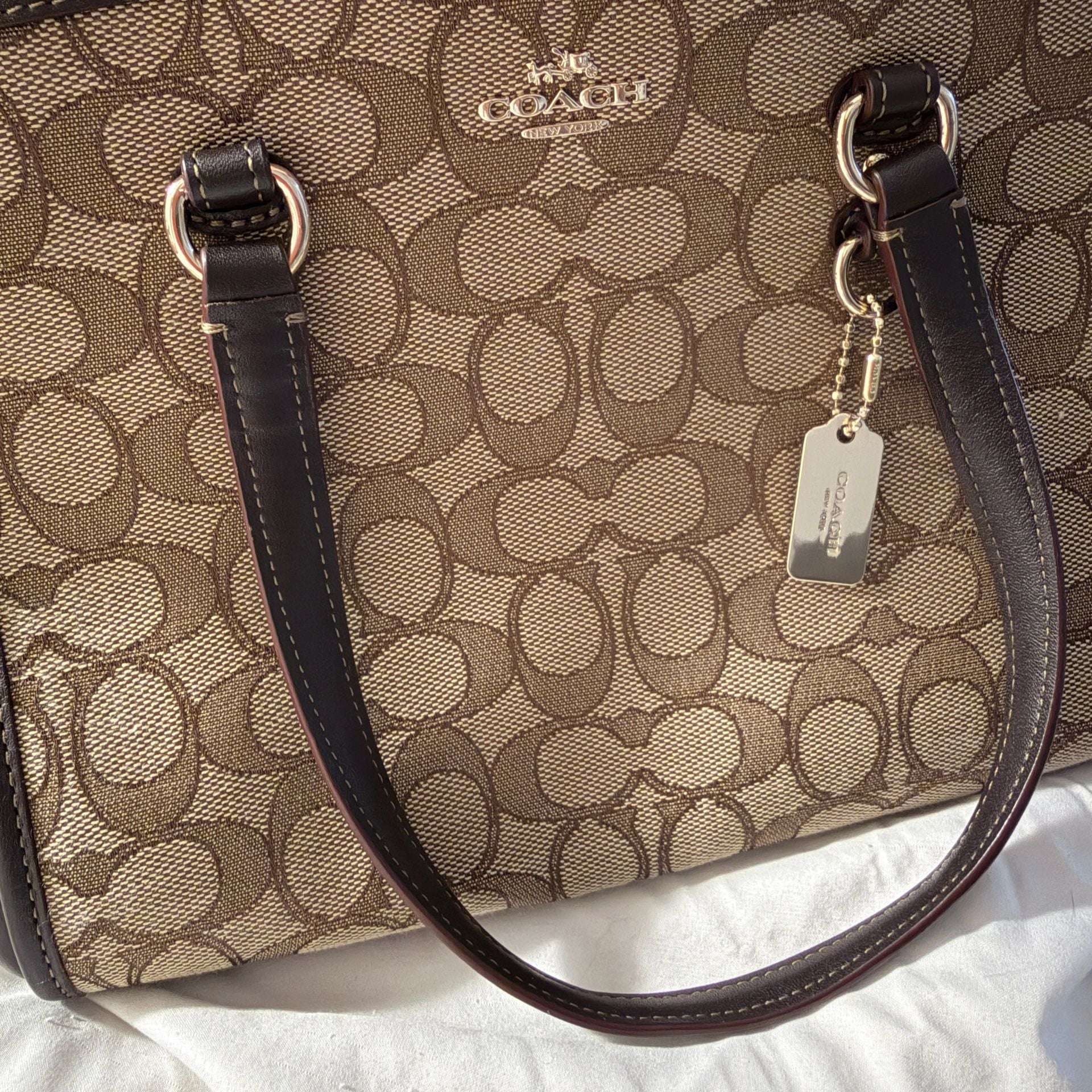 Coach Signature Stanton 26 Carryall Handbag in Khaki/Brown 17