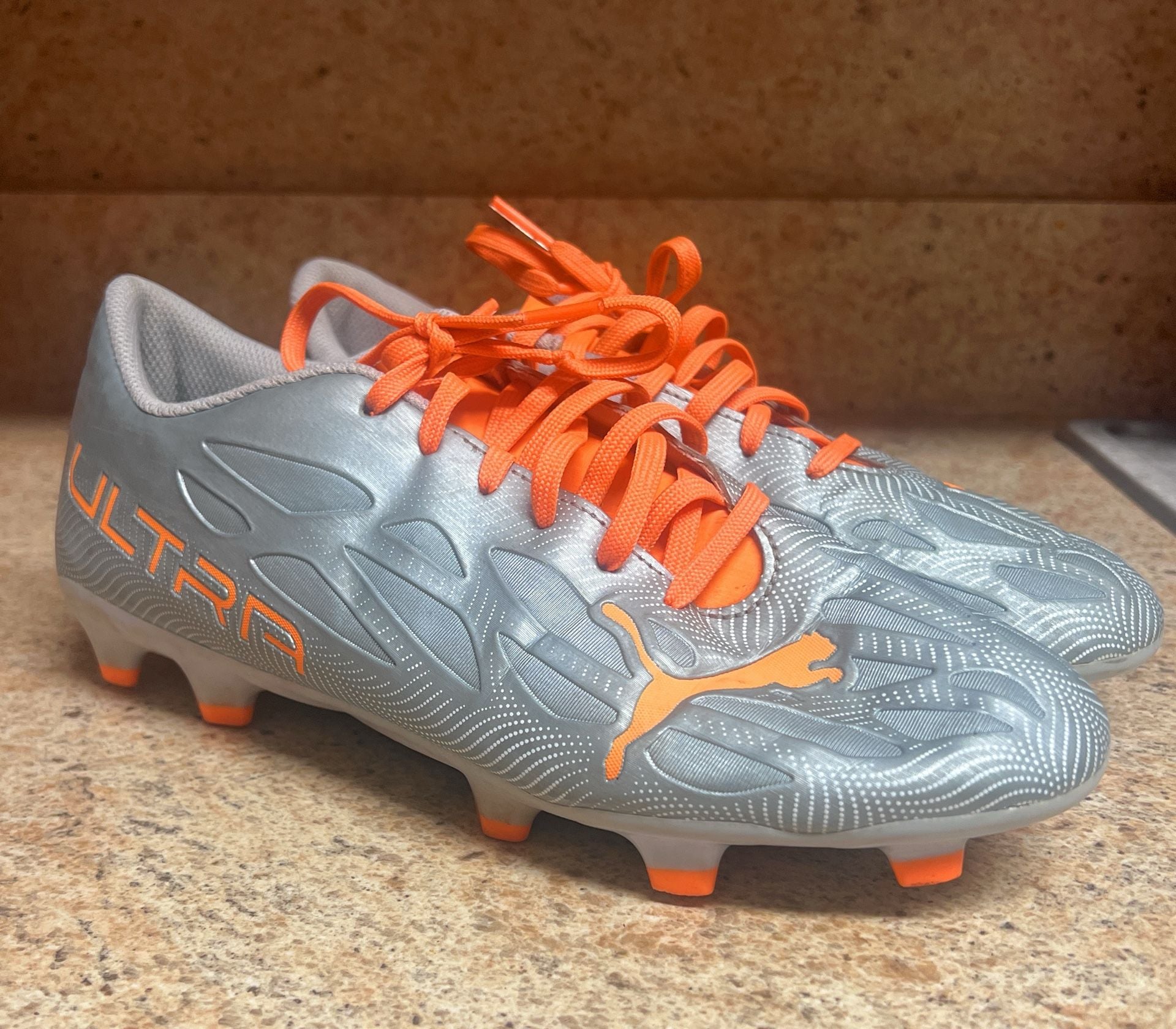 Puma Ultra 4.4 FG/AG Firm Ground Soccer Cleats - Diamond Silver/Neon Citrus 2