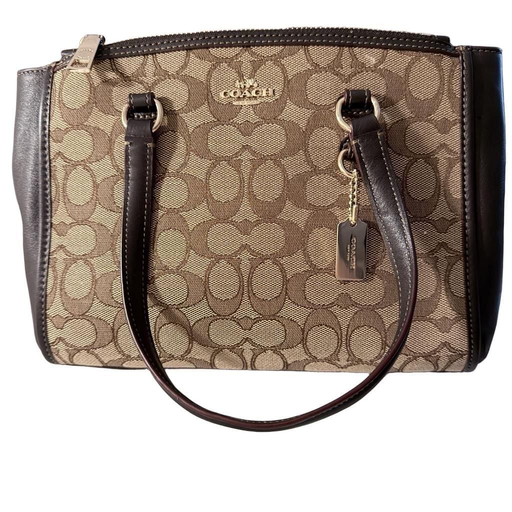 Coach Signature Stanton 26 Carryall Handbag in Khaki/Brown 2