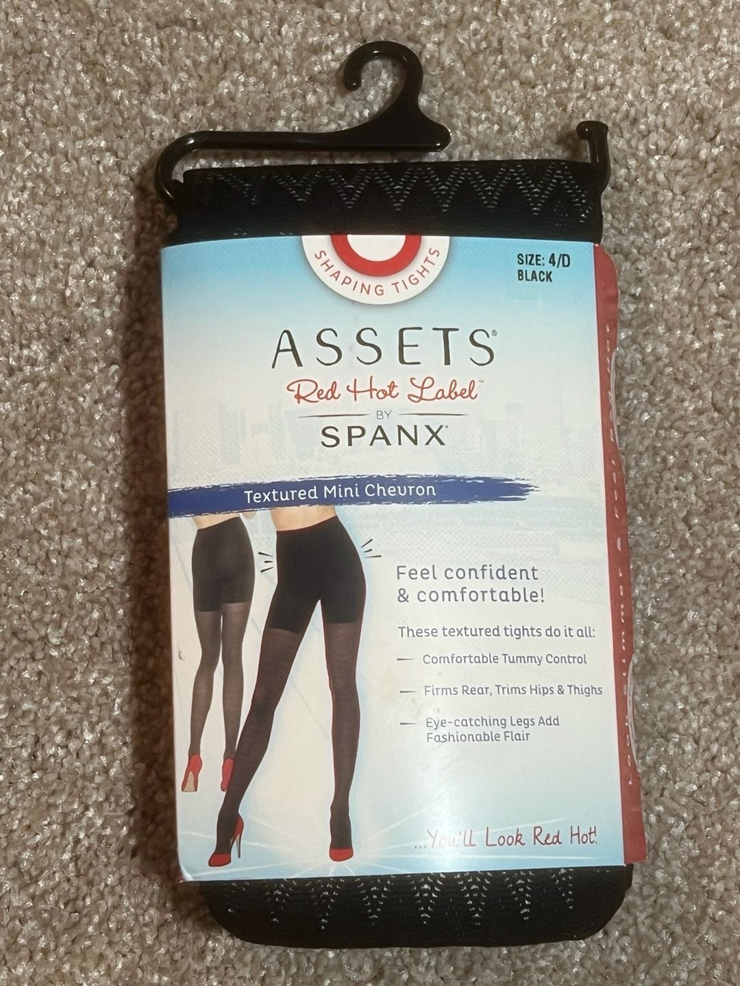 Assets Red Hot Label by Spanx Textured Mini Chevron Shaping Tights, Black 1