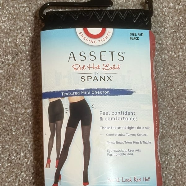 Assets Red Hot Label by Spanx Textured Mini Chevron Shaping Tights, Black