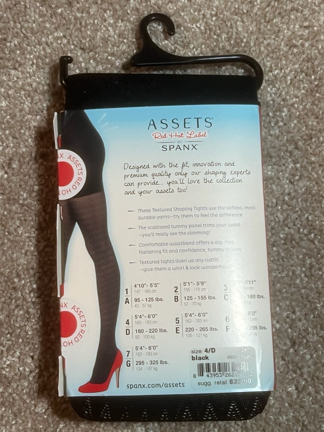 Assets Red Hot Label by Spanx Textured Mini Chevron Shaping Tights, Black 2