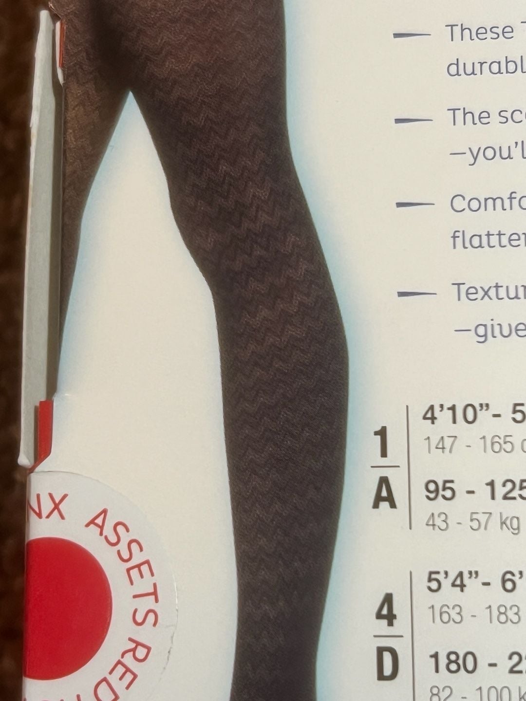 Assets Red Hot Label by Spanx Textured Mini Chevron Shaping Tights, Black 3