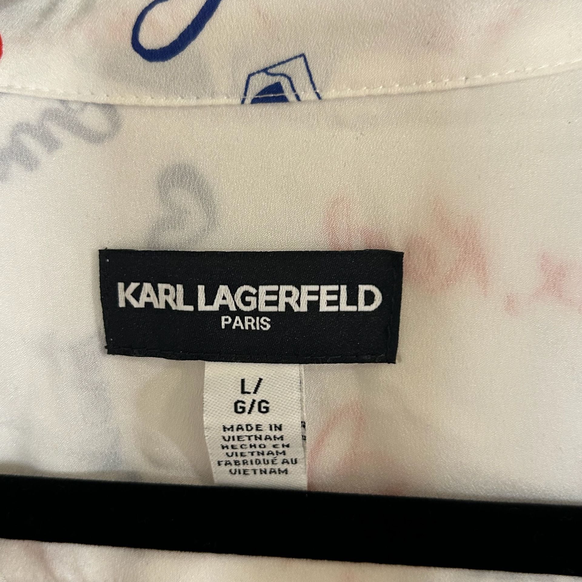 Karl Lagerfeld Paris White Eiffel Tower and Heart Print Long Sleeve Button-Down Blouse 6