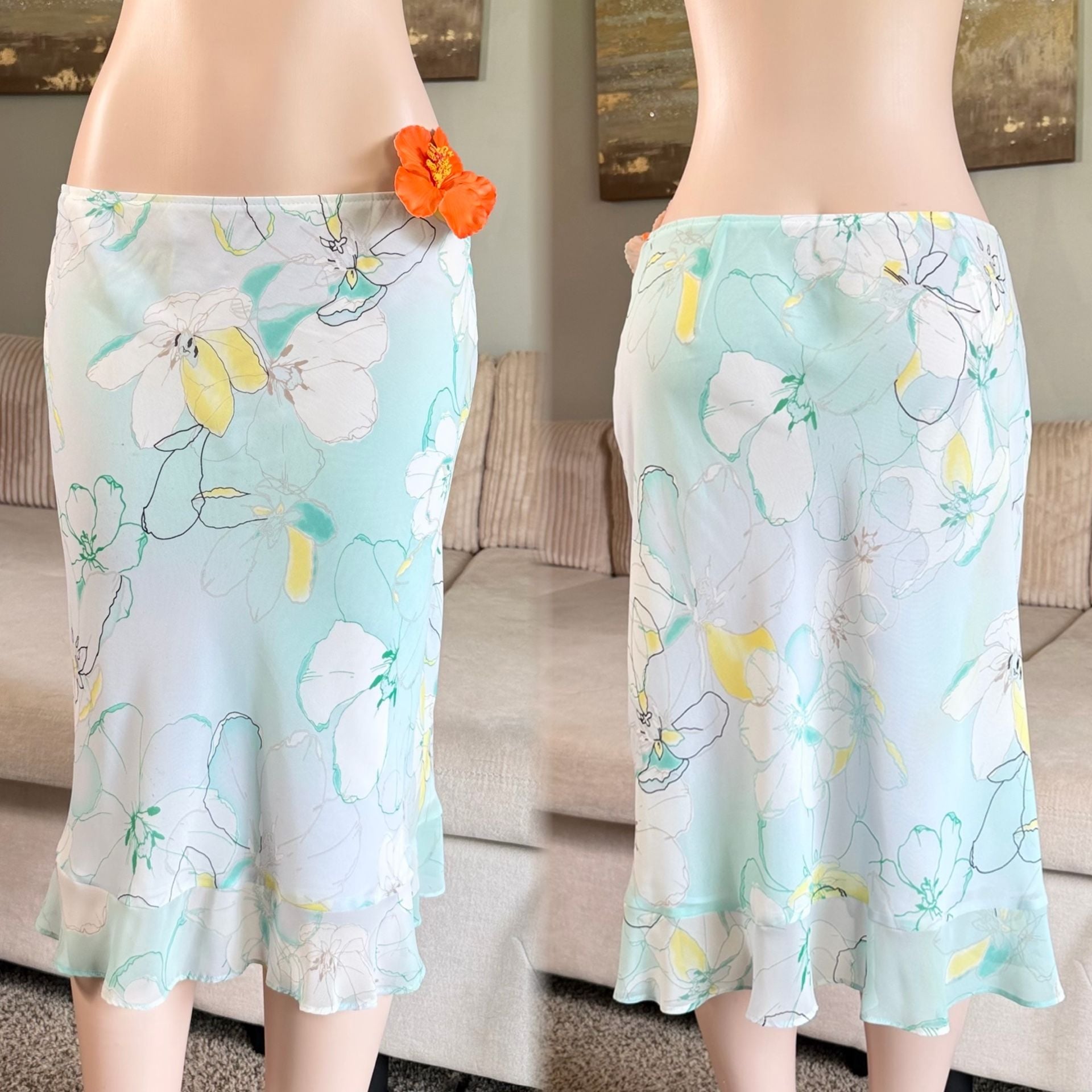 Apostrophe Women's Floral Print Midi Skirt with Ruffle Hem 2