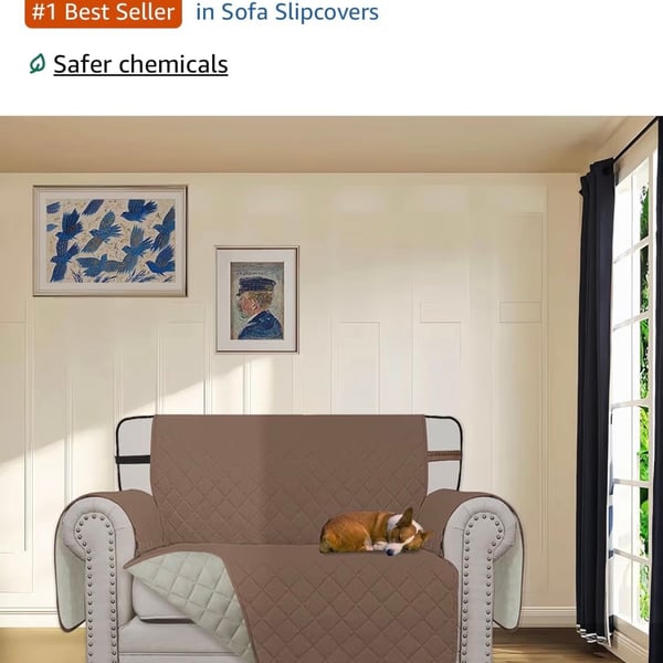Easy-Going Water Resistant Reversible Chair Slipcover, 30in, Brown/Beige