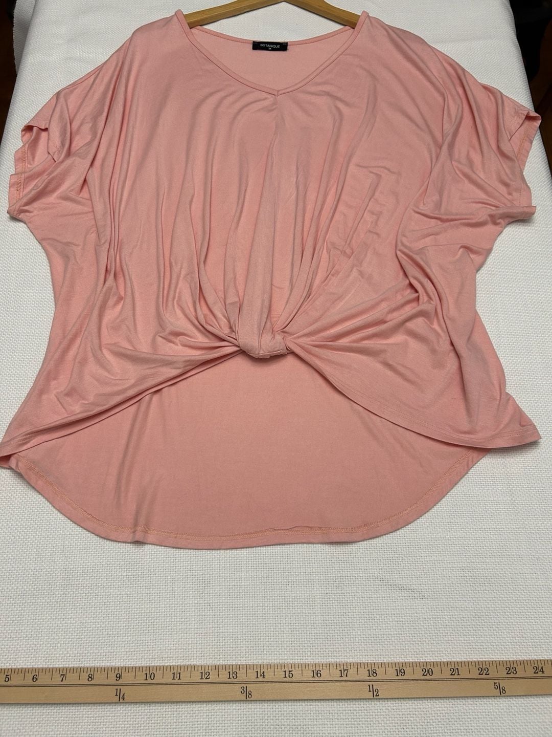Botanique Women's Pink V-Neck Short Sleeve Twisted Front High-Low Hem 7