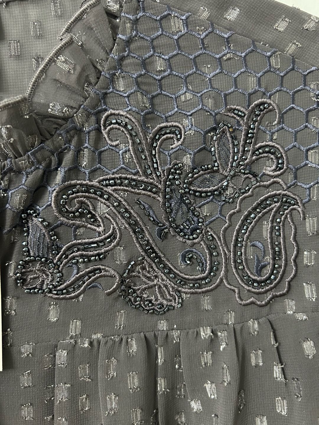 Chico's Embroidered Metallic Button Down Top 3