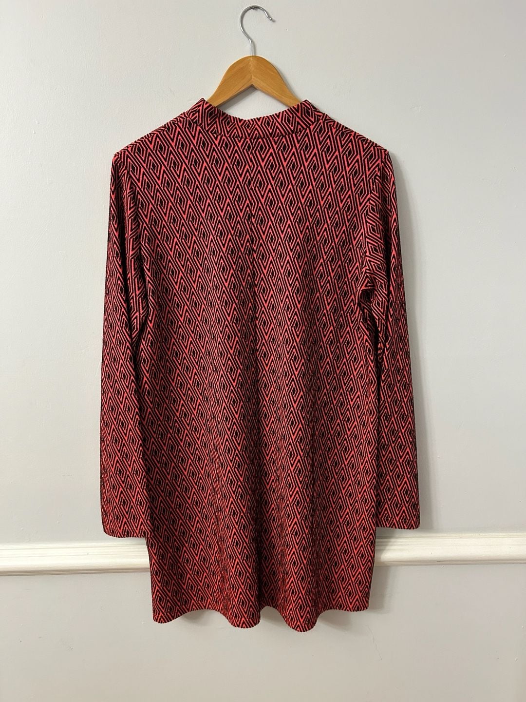 Zara Women's Geometric Jacquard Mock Neck Long Sleeve Tunic Dress 4