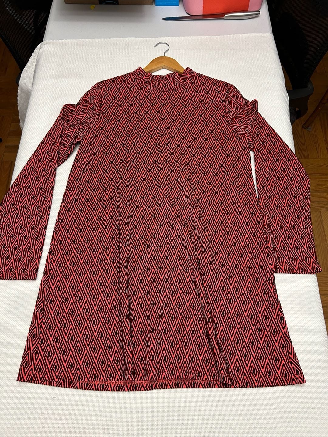Zara Women's Geometric Jacquard Mock Neck Long Sleeve Tunic Dress 5