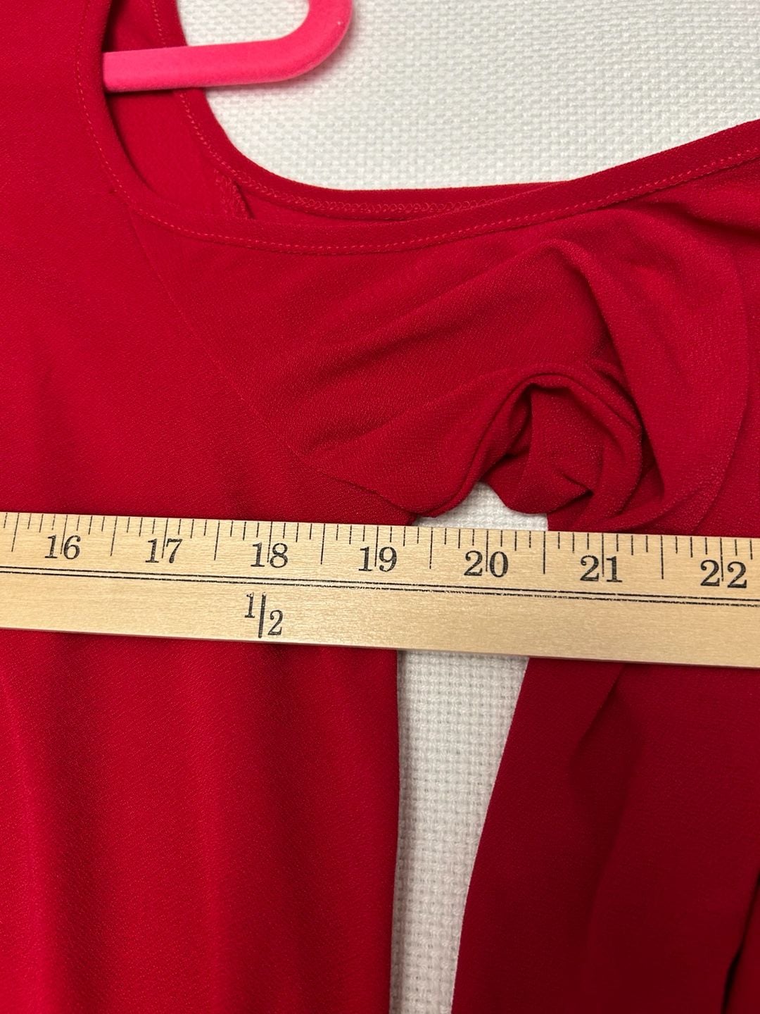 New York & Company Stretch Long Sleeve Cold-Shoulder Red Shift Dress 8