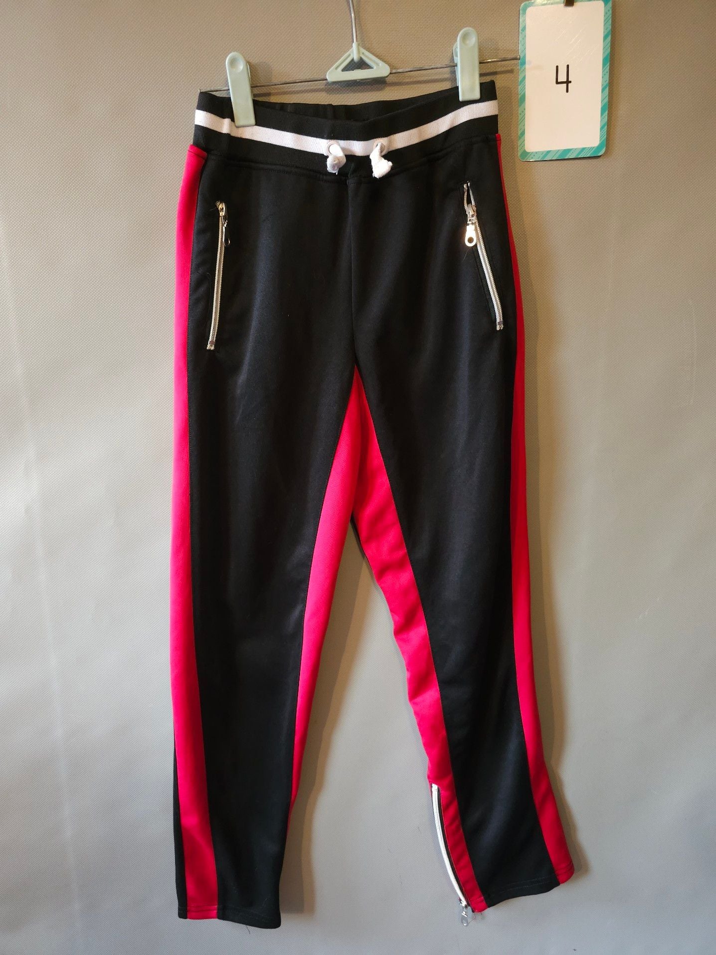 Cr24 Chrome:edge Youth Black and Red Stripe Track Jogger Pants with Ankle Zips 2