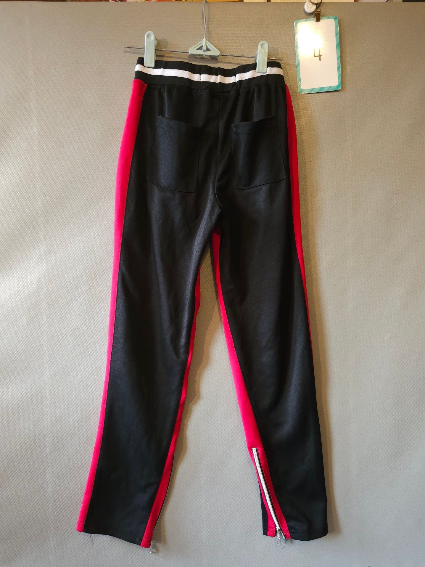 Cr24 Chrome:edge Youth Black and Red Stripe Track Jogger Pants with Ankle Zips 6