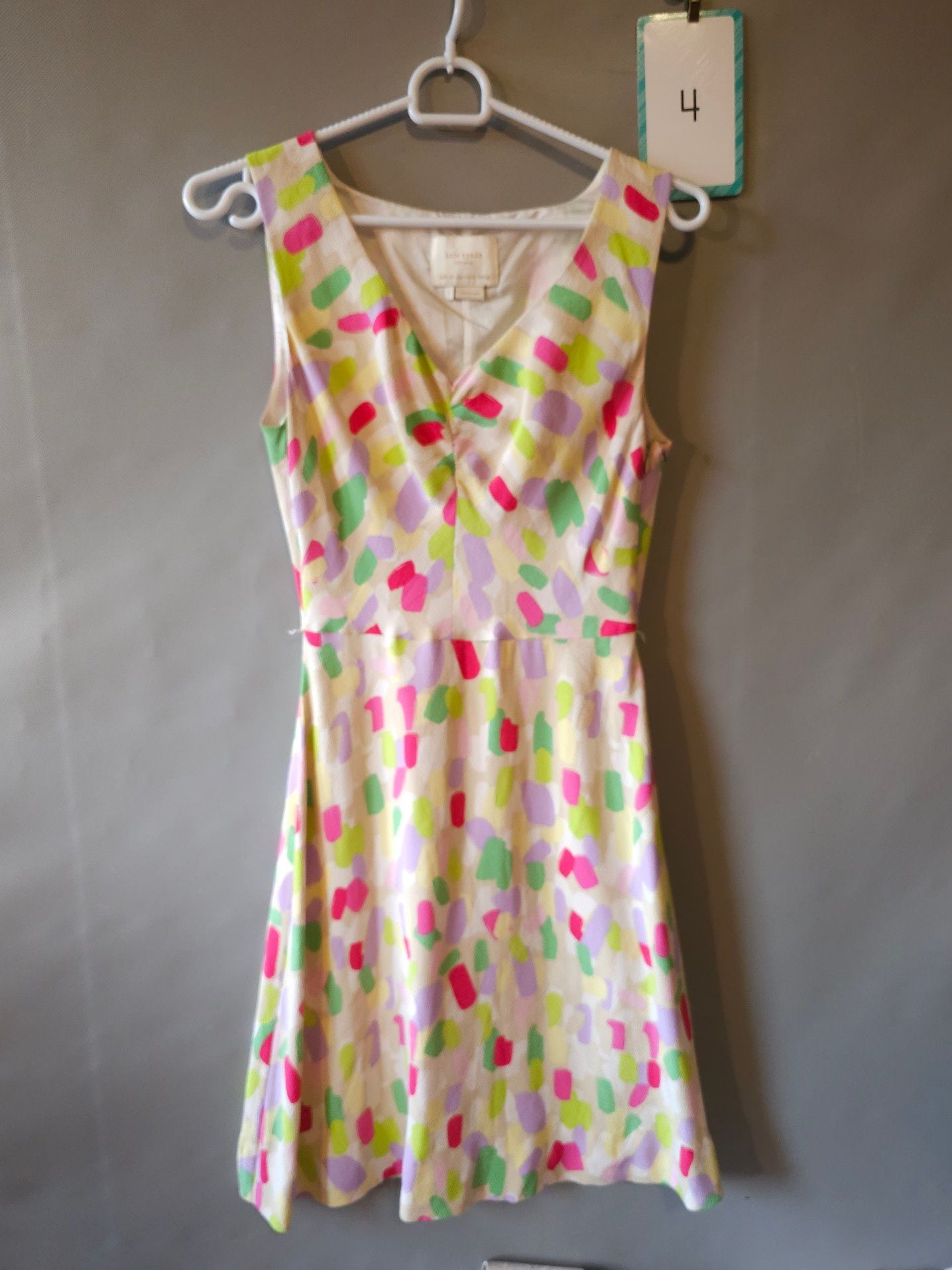 Kate Spade New York Sleeveless Confetti Print Silk V-Neck Dress 2