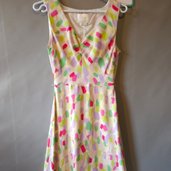 Kate Spade New York Sleeveless Confetti Print Silk V-Neck Dress