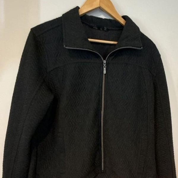prAna Women's Charcoal Herringbone Textured Full Zip Jacket