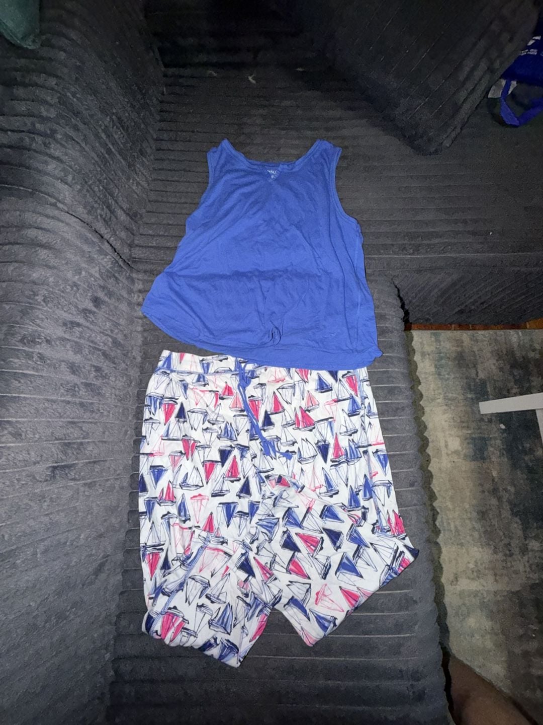 Nautica Women's Tank Top & Sailboat Print Long Pants Pajama Set 1
