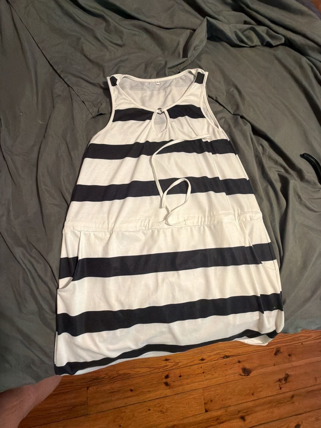 EMERY ROSE Women's Summer Striped Sleeveless Casual Dress With Waist Tie and Pockets 2