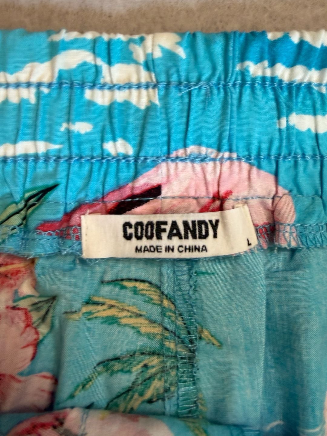 COOFANDY Men’s L Hawaiian Shirt Shorts Set Blue Flamingo Tropical NWT 8