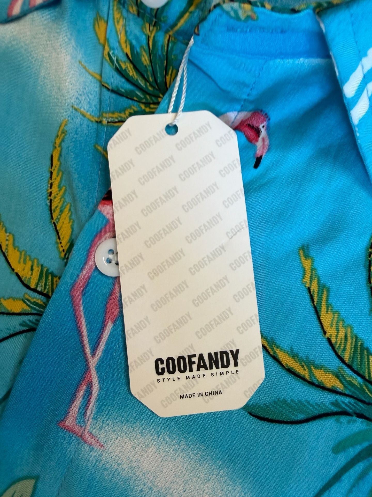 COOFANDY Men’s L Hawaiian Shirt Shorts Set Blue Flamingo Tropical NWT 10