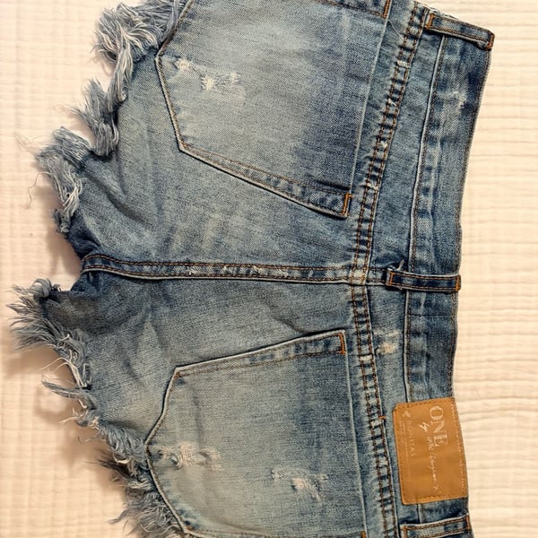 One Teaspoon Bonitas Low Waist Distressed Raw Hem Denim Shorts