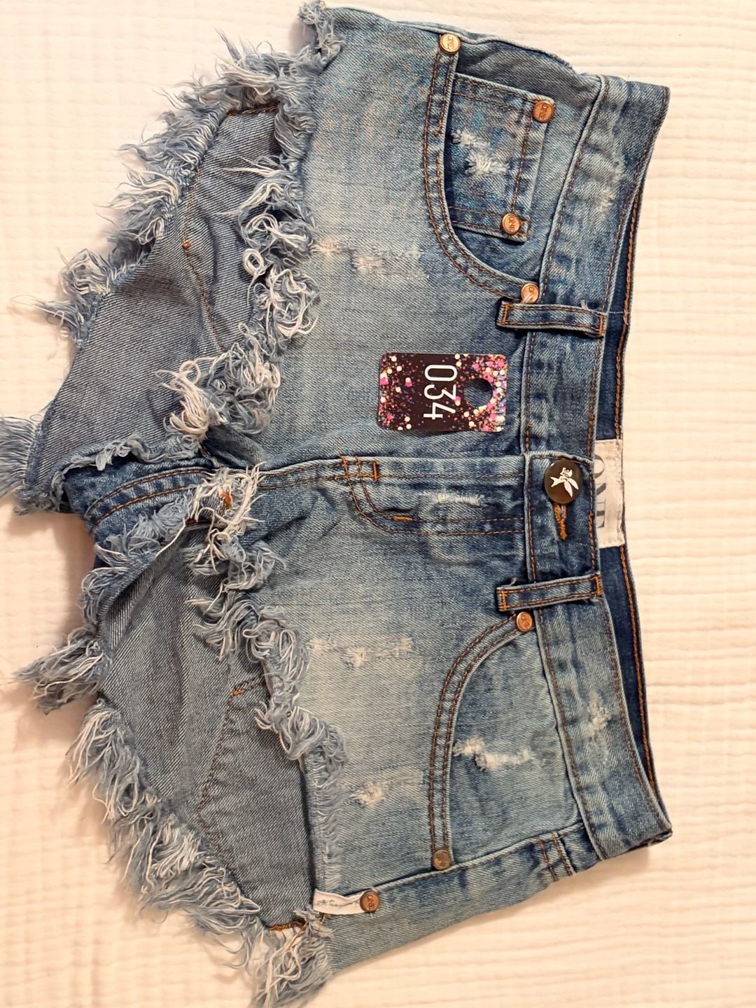 One Teaspoon Bonitas Low Waist Distressed Raw Hem Denim Shorts 3