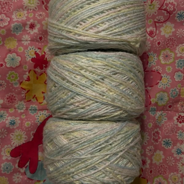 Pastel Variegated Acrylic Blend Craft Yarn, Lot of 3 Skeins