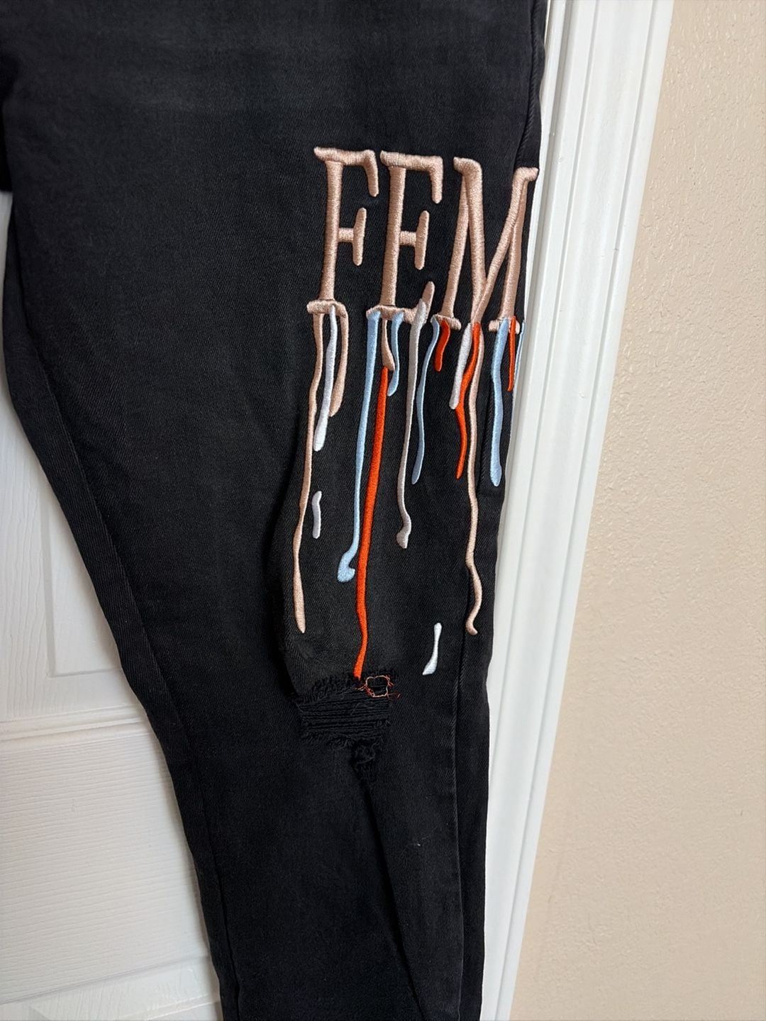 Homme + Femme Letterman Drip Black Denim Jeans 3